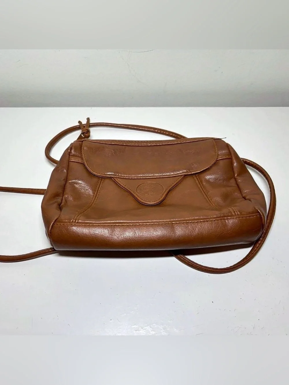 Vintage Copper Creek Brown Leather Crossbody Bag Purse